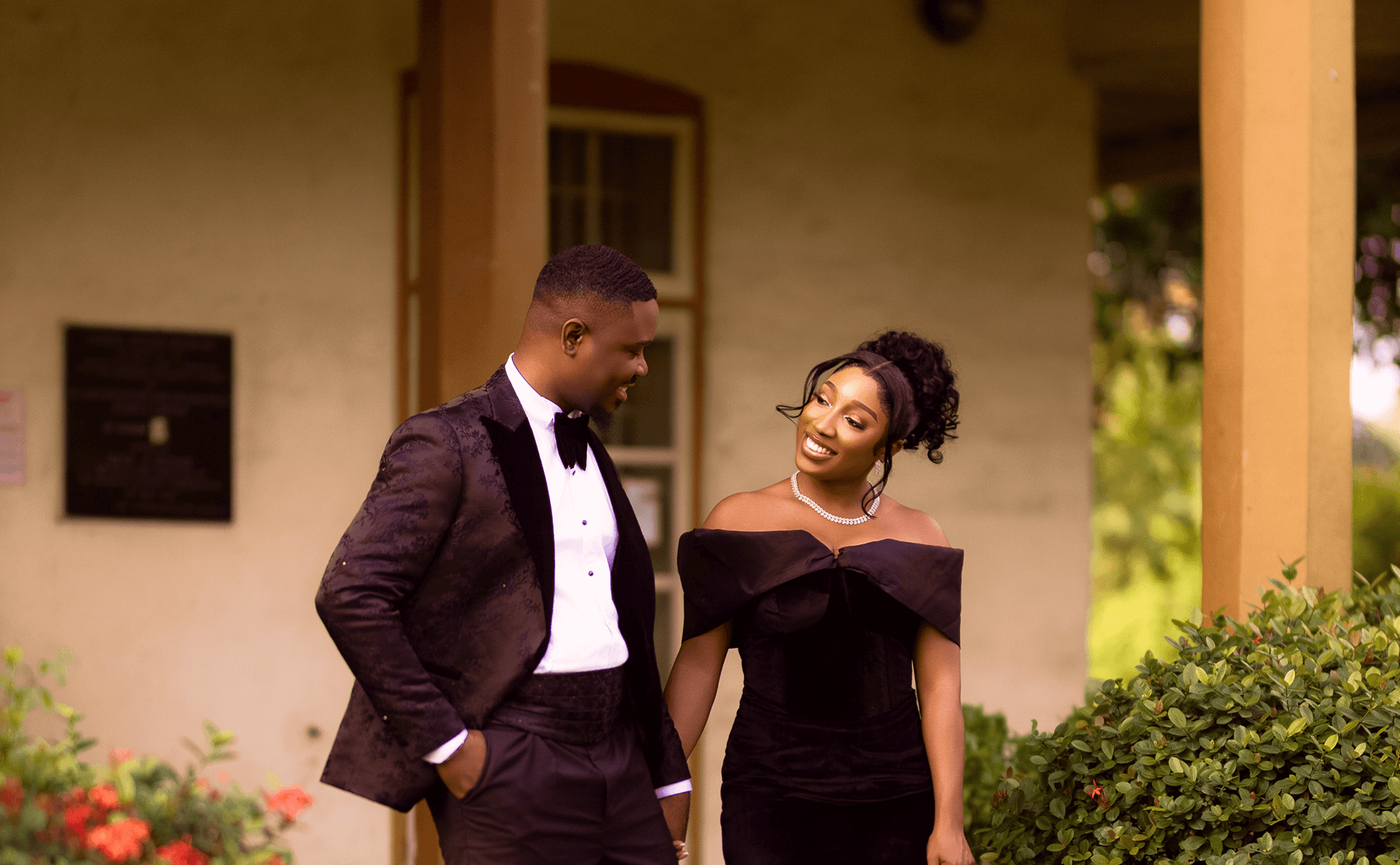 The couple walking together